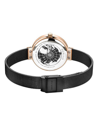 Angle shot of Bering 14631-166 Black Stainless Steel Womens Watch on white background
