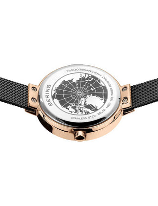 Angle shot of Bering 14631-166 Black Stainless Steel Womens Watch on white background