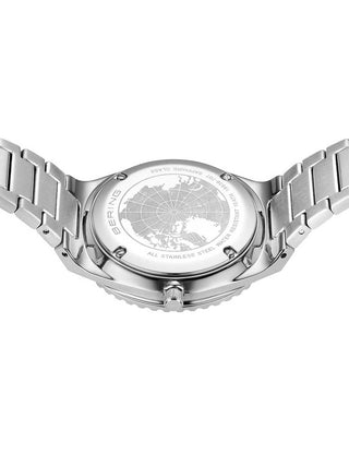 Angle shot of Bering 18936-705 Blue Dial Silver Stainless Steel Womens Watch on white background