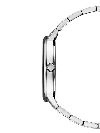 Angle shot of Citizen BI5070-57H Grey Dial Silver Stainless Steel Unisex Watch on white background