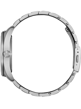 Angle shot of Citizen Eco-Drive BM8560-88LE Blue Dial Grey Titanium Mens Watch on white background