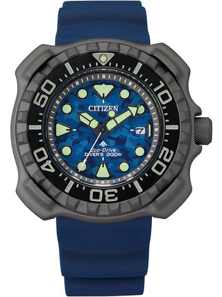 Front view of Citizen BN0227-09L Blue Unisex Watch on white background