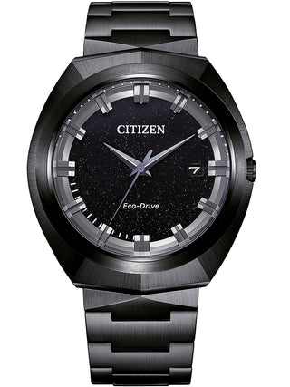 Front view of Citizen BN1015-52E Black Stainless Steel Unisex Watch on white background