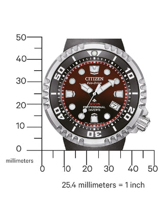 Angle shot of Citizen Chronograph BN1024-01Z Red Dial Black Silicone Unisex Watch on white background