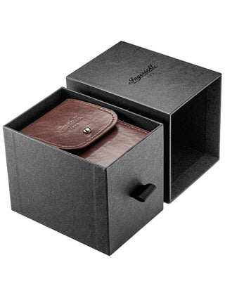 Angle shot of Ingersoll 1892 I12306 Silver Dial Black Leather Unisex Watch on white background