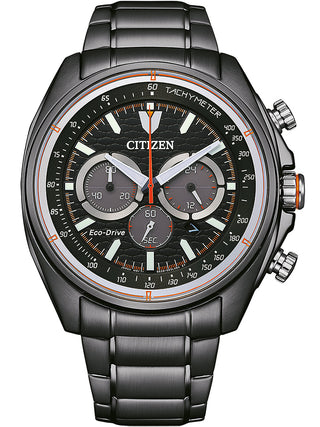 Front view of Citizen Chronograph CA4567-82H Grey Stainless Steel Unisex Watch on white background