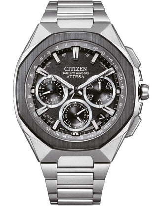 Front view of Citizen Chronograph CC4104-53E Silver Titanium Unisex Watch on white background