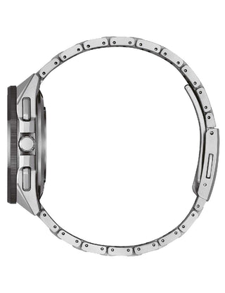 Angle shot of Citizen Chronograph CC4104-53E Silver Titanium Unisex Watch on white background