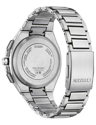 Angle shot of Citizen Chronograph CC4104-53E Silver Titanium Unisex Watch on white background