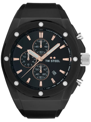 Angle shot of TW Steel Chronograph CE4102 Black Unisex Watch on white background