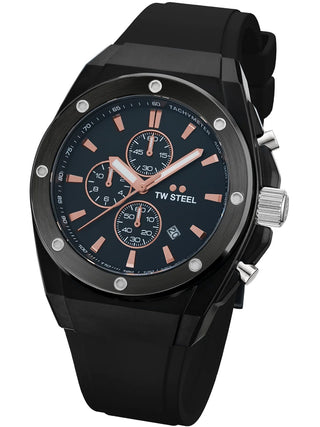 Angle shot of TW Steel Chronograph CE4102 Black Unisex Watch on white background