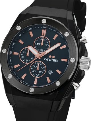 Front view of TW Steel Chronograph CE4102 Black Unisex Watch on white background