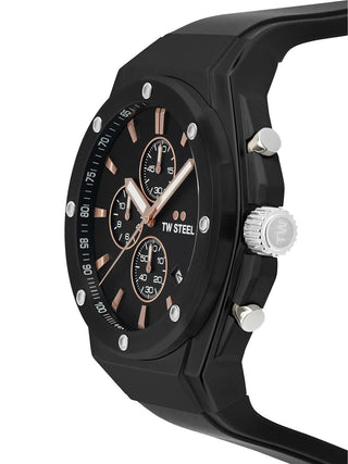 Angle shot of TW Steel Chronograph CE4102 Black Unisex Watch on white background