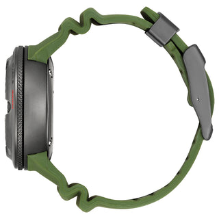 Angle shot of Citizen BJ8057-17X Green Silicone Unisex Watch on white background