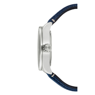 Angle shot of Citizen AW5000-16L Blue Textile Unisex Watch on white background