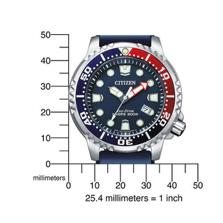 Angle shot of Citizen BN0168-06L Blue Silicone Unisex Watch on white background
