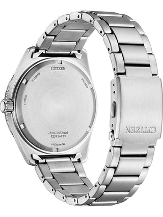Angle shot of Citizen AW1760-81Z Yellow Dial Silver Stainless Steel Unisex Watch on white background