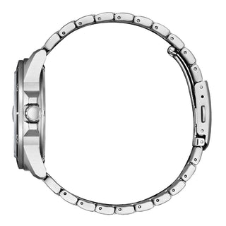 Angle shot of Citizen AW1816-89X Yellow Dial Silver Stainless Steel Unisex Watch on white background