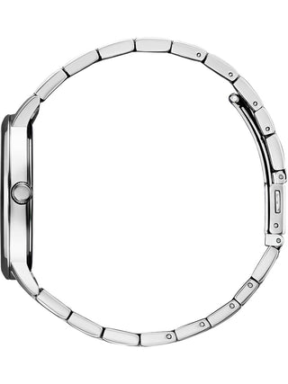 Angle shot of Citizen BI5070-57H Grey Dial Silver Stainless Steel Unisex Watch on white background