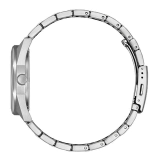Angle shot of Citizen BM7620-83A White Dial Silver Stainless Steel Unisex Watch on white background