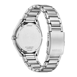 Angle shot of Citizen BM7620-83A White Dial Silver Stainless Steel Unisex Watch on white background
