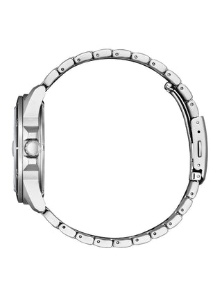 Angle shot of Citizen AW1816-89L Green Dial Silver Stainless Steel Unisex Watch on white background