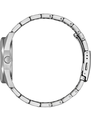 Angle shot of Citizen BM7620-83L Blue Dial Silver Stainless Steel Unisex Watch on white background