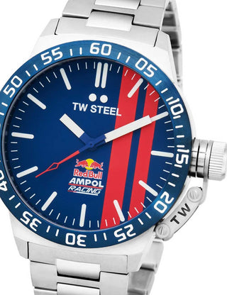 Front view of TW Steel CS111 Blue Dial Silver Stainless Steel Unisex Watch on white background