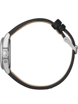 Angle shot of Citizen EC1180-14A White Dial Black Leather Womens Watch on white background