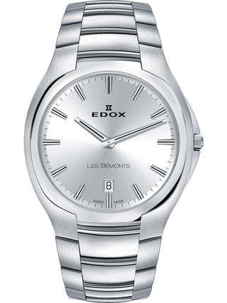 Front view of Edox 56003-3-AIN Silver Stainless Steel Unisex Watch on white background