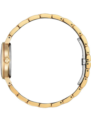 Angle shot of Citizen EM0993-82X Pink Dial Rose Gold Stainless Steel Womens Watch on white background