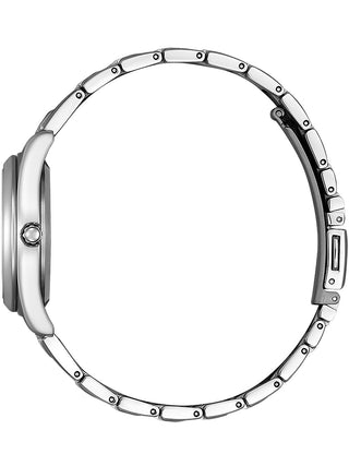 Angle shot of Citizen EW2601-81M Blue Dial Silver Titanium Womens Watch on white background