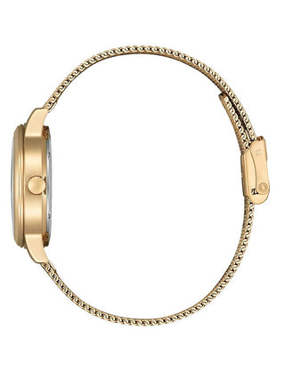 Angle shot of Citizen EW2623-70P Gold Stainless Steel Womens Watch on white background