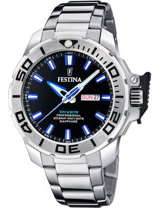 Front view of Festina F20665/3 Blue Dial Silver Stainless Steel Unisex Watch on white background