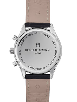 Angle shot of Frederique Constant Chronograph FC-296DG5B6 Black Leather Unisex Watch on white background