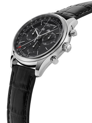 Angle shot of Frederique Constant Chronograph FC-296DG5B6 Black Leather Unisex Watch on white background