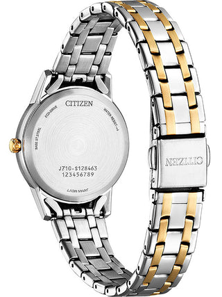 Angle shot of Citizen FE1246-85A Silver Dial Rose Gold Stainless Steel Womens Watch on white background