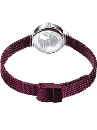 Angle shot of Bering 11022-909 Purple Stainless Steel Womens Watch on white background