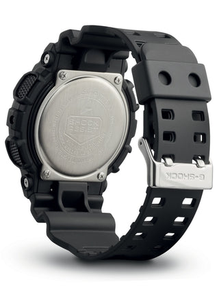 Angle shot of Casio G-Shock Chronograph GA-140-1A1ER Black Resin Mens Watch on white background