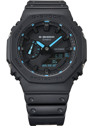 Angle shot of Casio G-Shock GA-2100-1A2ER Black Resin Mens Watch on white background