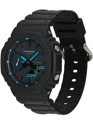 Angle shot of Casio G-Shock GA-2100-1A2ER Black Resin Mens Watch on white background