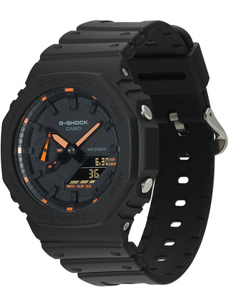 Angle shot of Casio G-Shock GA-2100-1A4ER Black Resin Mens Watch on white background