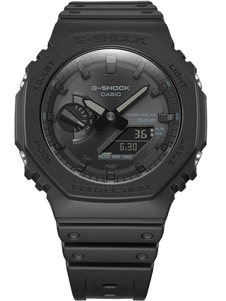 Angle shot of Casio G-Shock GA-B2100-1A1ER Black Resin Mens Watch on white background