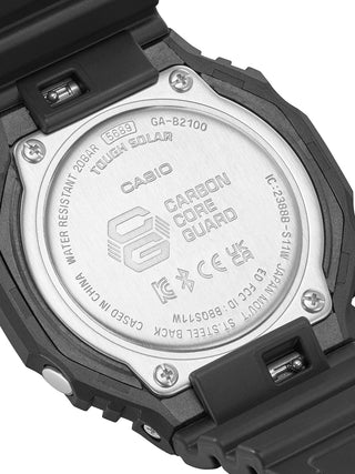 Angle shot of Casio G-Shock GA-B2100-1A1ER Black Resin Mens Watch on white background