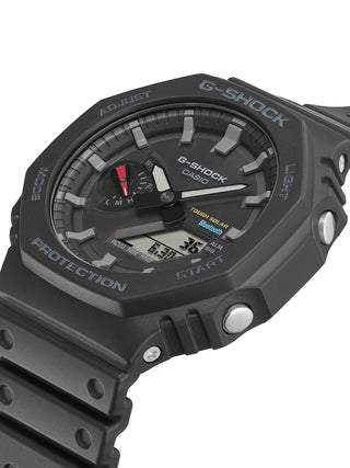 Angle shot of Casio G-Shock GA-B2100-1AER Black Resin Mens Watch on white background