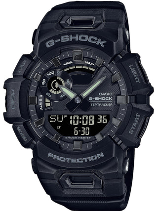 Front view of Casio G-Shock GBA-900-1AER Black Resin Mens Watch on white background