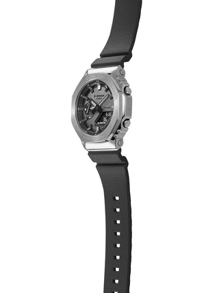 Angle shot of Casio G-Shock GM-2100-1AER Grey Dial Black Resin Mens Watch on white background