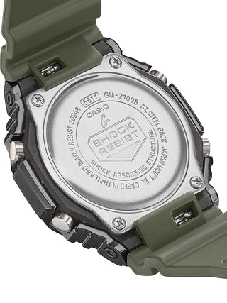 Angle shot of Casio G-Shock GM-2100B-3AER Green Resin Mens Watch on white background