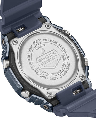 Angle shot of Casio G-Shock GM-2100N-2AER Blue Resin Mens Watch on white background