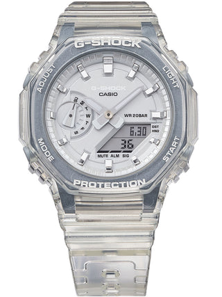 Angle shot of Casio G-Shock GMA-S2100SK-7AER White Resin Mens Watch on white background